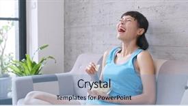  Presentation with comedy - Theme having japanese film - woman watching comedy at home background and a light blue colored foreground