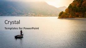  Presentation with japan obi - PPT layouts having japanese fishing boats - kawaguchiko lake japan background and a  colored foreground