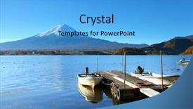  Presentation with mountain - Slide deck enhanced with japanese fishing boats - mountain fuji and jetty background and a  colored foreground