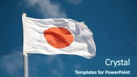  Presentation with japanese - Theme featuring japanese flag against blue sky background and a ocean colored foreground