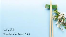  Presentation with japanese cherry blossom - Slide set with japanese-food-background-with-cherry background and a sky blue colored foreground