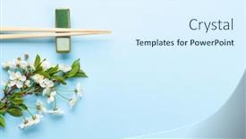  Presentation with japanese cherry blossom - Colorful PPT layouts enhanced with japanese-food-background-with-cherry backdrop and a sky blue colored foreground