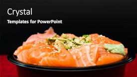  Presentation with japanese food - Slide deck with japanese food mix sashimi chirashi rice bowl background and a black colored foreground