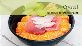  Presentation with japanese food - Slide set featuring japanese-food-mix-sashimi-chirashi background and a yellow colored foreground