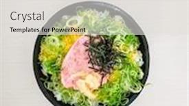  Presentation with japanese food - Presentation theme with japanese-food-mix-sashimi-chirashi background and a light gray colored foreground