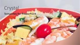  Presentation with japanese food - Presentation design with japanese-food-mix-sashimi-chirashi background and a light gray colored foreground