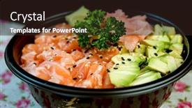  Presentation with japanese food - Amazing slide deck having japanese-food-mix-sashimi-chirashi backdrop and a wine colored foreground