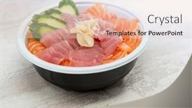  Presentation with japanese food - Amazing PPT layouts having japanese-food-mix-sashimi-chirashi backdrop and a lemonade colored foreground
