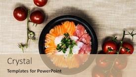  Presentation with japanese food - Presentation theme consisting of japanese food mix sashimi chirashi rice bowl background and a lemonade colored foreground