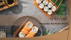  Presentation with philadelphia - PPT layouts consisting of japanese-food-philadelphia-maki background and a  colored foreground
