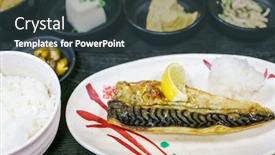  Presentation with japanese style - Audience pleasing PPT theme consisting of japanese food style saba teriyaki grilled backdrop and a tawny brown colored foreground