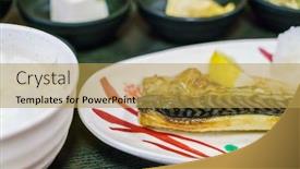  Presentation with japanese style - Beautiful PPT layouts featuring japanese food style saba teriyaki grilled backdrop and a yellow colored foreground