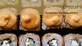  Presentation with cucumber cream - Cool new theme with japanese-food-sushi-philadelphia-roll backdrop and a yellow colored foreground