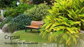  Presentation with botanical garden - PPT layouts consisting of japanese garden at the bermuda background and a gold colored foreground