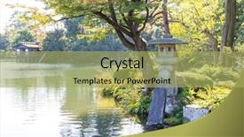  Presentation with garden city - Presentation design featuring japanese garden in kanazawa city background and a yellow colored foreground