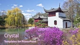  Presentation with botanical garden - Audience pleasing slides consisting of japanese garden in the montreal backdrop and a violet colored foreground