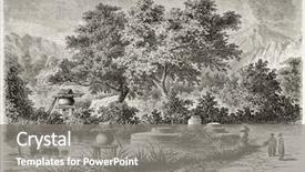  Presentation with cell biology 3d illustration - Slides with japanese garden old illustration created background and a gray colored foreground