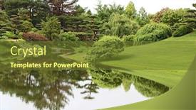  Presentation with japanese - Slide deck having japanese-garden-on-a-rainny background and a tawny brown colored foreground