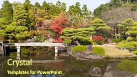  Presentation with japanese - Presentation design enhanced with japanese-garden-with-red-foliage background and a tawny brown colored foreground