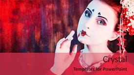  Presentation with stylized - Audience pleasing presentation theme consisting of japanese geisha body painting project backdrop and a red colored foreground