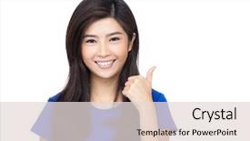  Presentation with asia - PPT theme enhanced with japanese girl - asia woman thumb up background and a lemonade colored foreground