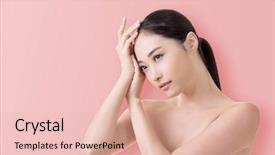  Presentation with beauty - Colorful PPT theme enhanced with japanese girl - asian beauty face closeup portrait backdrop and a lemonade colored foreground