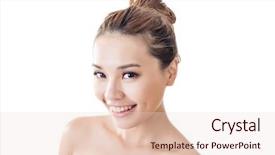  Presentation with indian woman face beauty - Beautiful slides featuring japanese girl - asian beauty face closeup portrait backdrop and a  colored foreground
