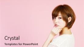  Presentation with japanese - Colorful slide deck enhanced with japanese girl - beautiful young woman portrait backdrop and a lemonade colored foreground