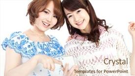  Presentation with movements of women in asia - Slide deck having japanese girl - beautiful young women portrait background and a  colored foreground