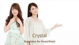  Presentation with movements of women in asia - PPT layouts featuring japanese girl - beautiful young women portrait background and a  colored foreground