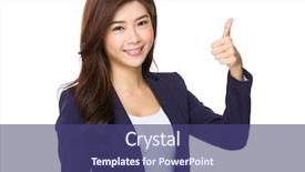  Presentation with business tenacity - Slides consisting of japanese girl - business woman going thumb up background and a ocean colored foreground