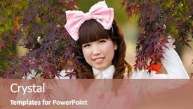  Presentation with girl in red dress - PPT layouts having japanese girl dressed in lolita background and a coral colored foreground