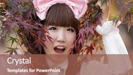  Presentation with japanese style - Colorful PPT theme enhanced with japanese girl in sweet lolita backdrop and a tawny brown colored foreground