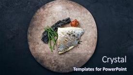  Presentation with algae - Audience pleasing PPT theme consisting of japanese-gourmet-fried-gilthead-fish backdrop and a wine colored foreground