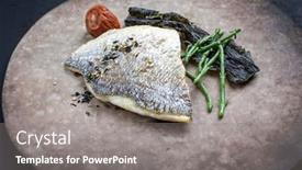  Presentation with algae - Colorful slide deck enhanced with japanese-gourmet-fried-gilthead-fish backdrop and a gray colored foreground