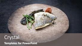  Presentation with algae - Beautiful slide deck featuring japanese-gourmet-fried-gilthead-fish backdrop and a gray colored foreground