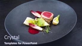  Presentation with tuna fish - Colorful presentation theme enhanced with japanese-gourmet-fried-tuna-fish backdrop and a tawny brown colored foreground