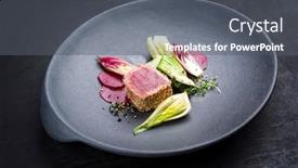  Presentation with fish tuna - Presentation theme having japanese-gourmet-fried-tuna-fish background and a gray colored foreground