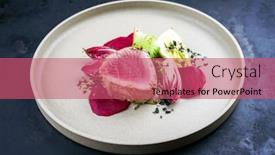  Presentation with tuna fish - Cool new theme with japanese-gourmet-fried-tuna-fish backdrop and a coral colored foreground