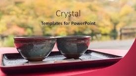  Presentation with japanese green tea - Colorful presentation theme enhanced with japanese green tea backdrop and a yellow colored foreground