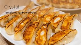  Presentation with dumpling - Theme having japanese-grill-meat-dumpling-dish background and a yellow colored foreground