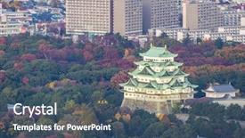  Presentation with history japanese - Presentation having japanese history - aerial view of nagoya castle background and a ocean colored foreground