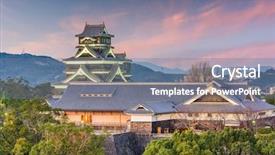  Presentation with city japan - PPT theme consisting of japanese history - kumamoto city japan at kumamoto background and a gray colored foreground