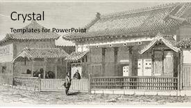  Presentation with history japanese - Beautiful PPT theme featuring japanese history - satsuma palace old view japan backdrop and a light gray colored foreground