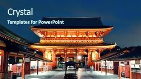  Presentation with tokyo - Theme having japanese history - sensoji temple in tokyo japan background and a ocean colored foreground