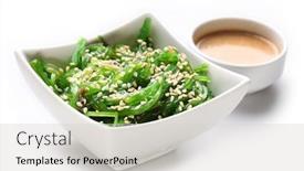  Presentation with japanese - PPT theme enhanced with japanese-hiyashi-wakame-chuka-salad background and a light gray colored foreground