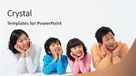  Presentation with family - Amazing PPT theme having japanese house - lovely smiling family backdrop and a white colored foreground