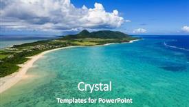  Presentation with fly - Amazing theme having japanese islands - fly over kabira bay backdrop and a  colored foreground