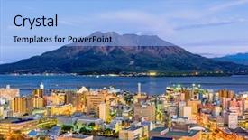  Presentation with igneous rock volcano - Slides consisting of japanese islands - kagoshima japan skyline with sakurajima background and a light blue colored foreground