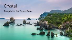  Presentation with rocky - Amazing presentation design having japanese islands - omijima island yamaguchi japan rocky backdrop and a light blue colored foreground